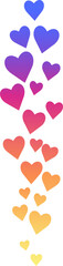 Flying hearts on transparent background. Love likes emotions for social media. Positive reaction and feedback.
