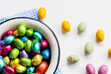 Easter eggs on the white