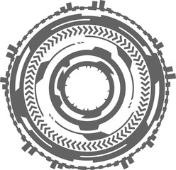 HUD futuristic element. Abstract optical aim. Circle geometric shapes for virtual interface and games. Camera viewfinder for sniper weapon. 