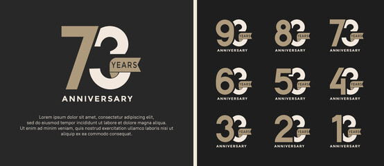 set of anniversary logo style brown and white color on black background for special moment