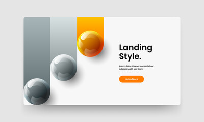 Amazing realistic spheres journal cover template. Colorful website vector design illustration.