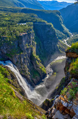 The beautiful Voringsfossen in Norway, one of the biggest waterfalls in the country - 545844251