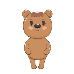 Cute cartoon bear. Baby animal for kids design. Vector illustration isolated on white.