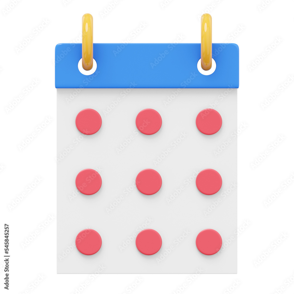 Poster simple flip calendar. 3d rendering. png icon on transparent background.