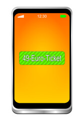 Smartphone with 49 Euro Ticket - 3D illustration