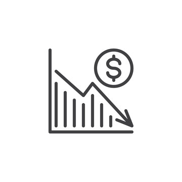 Economic recession line icon
