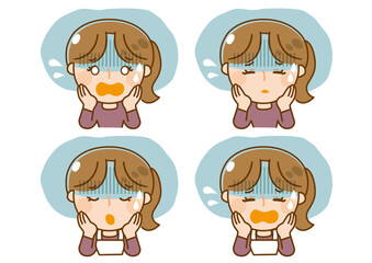 困り顔の女性のイラスト