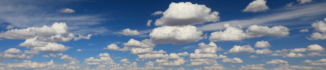 Blue sky with white clouds panoramic background