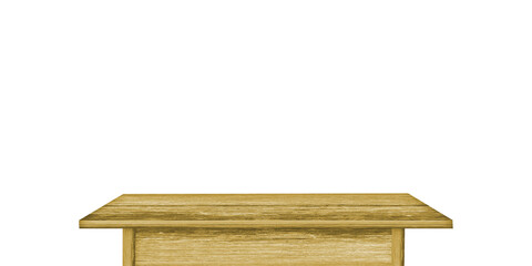 Mockup of old wooden or timber desktop isolated on white background. Furniture Design concept.