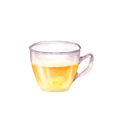 Cup of tea. Watercolor illustration isolated on white background