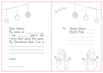 Christmas Printable - Coloring and Writing Post Card to Santa