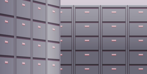 Office cabinet and document data archive storage folders for files business administration concept flat illustration.	
