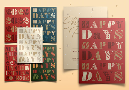 Stylish Typographic Christmas Invitations