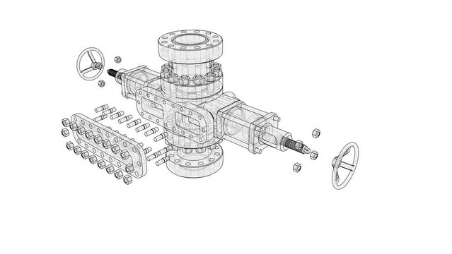 Blowout preventer. Wire frame style