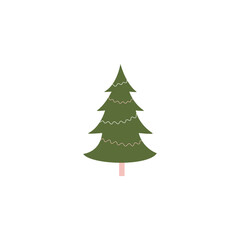 Сhristmas trees, vector, simple flat illustration, cute, minimalism, green, pink