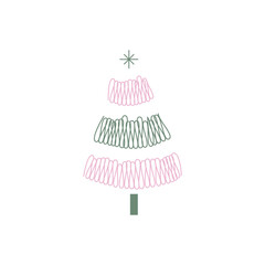 Сhristmas trees, vector, simple flat illustration, cute, minimalism, pink, green
