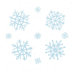 Cute snowflakes hand drawing. Set of vector isolates on white background for festive new year, christmas winter design.