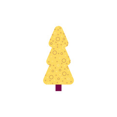 Сhristmas trees, vector, simple flat illustration, cute, minimalism, yellow, purple