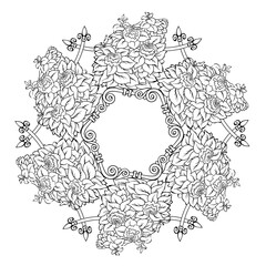 Obraz premium Floral mandala with abstract decorative plants. Hand drawn vector illustration.