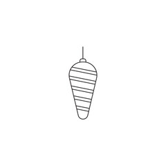 Christmas tree toy, line art, simple minimalistic design, black and white