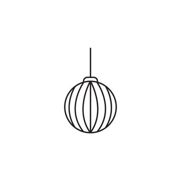 Christmas tree toy, line art, simple minimalistic design, black and white