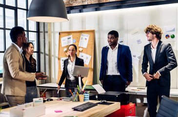 Group of business meeting and discussing strategy with startup project analysis finance process.Success business people plan and brainstorm marketing idea with document in office.Teamwork