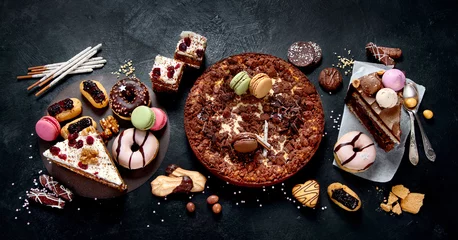 Foto op Plexiglas Assortment of confectionery, different types desserts © bit24