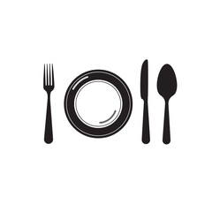 knife fork spoon plate cutlery icon set