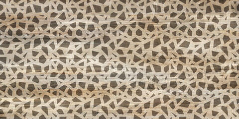 wooden mosaic background in beige and brown tones