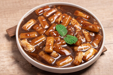 White sesame seed tteokbokki for background