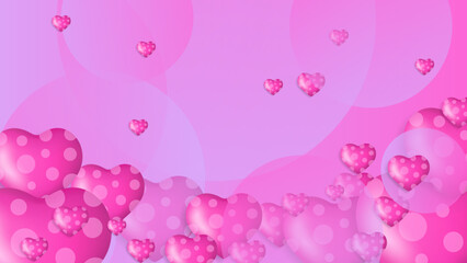 Red, pink and white Valentine christmas new year 3d design background with love heart shaped balloon. Vector illustration, greeting banner, card, wallpaper, flyer, poster, brochure, wedding invitation