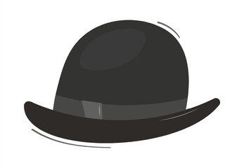 Vintage classic bowler hat. Stylish headwear for a gentleman or detective. Retro accessory. Men's, women's fashion. Isolated white background. Vector illustration in flat style.