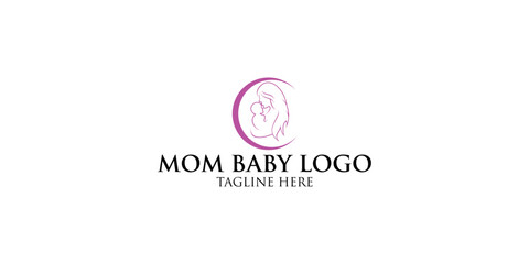 Obraz premium Simple mom & baby logo design with unique concept premium vector