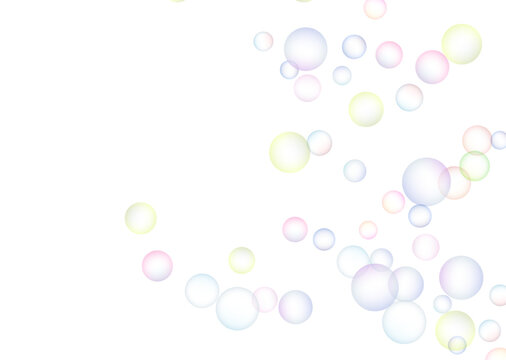 Soap bubbles randomly flew on a white background. Background design. Vector