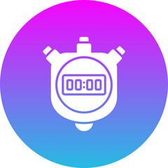Stopwatch Gradient Circle Glyph Inverted Icon