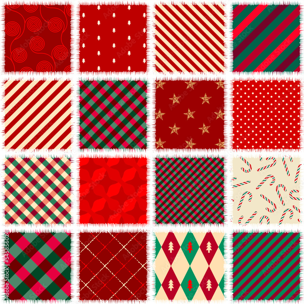 Poster Patchwork textile pattern. Seamless quilting design background.