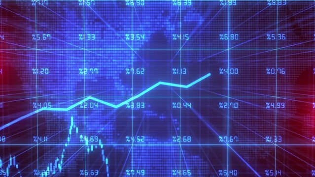 Economic inflation rise in interest rates financial graph percentage statistics, animation rendering