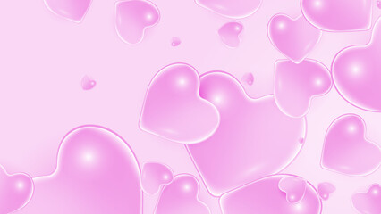 Obraz premium Red, pink and white Valentine christmas new year 3d design background with love heart shaped balloon. Vector illustration, greeting banner, card, wallpaper, flyer, poster, brochure, wedding invitation