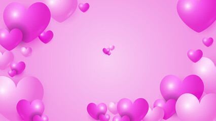 Red, pink and white Valentine christmas new year 3d design background with love heart shaped balloon. Vector illustration, greeting banner, card, wallpaper, flyer, poster, brochure, wedding invitation