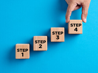 Step by step progress in business planning, career improvement or problem solving concept. - obrazy, fototapety, plakaty