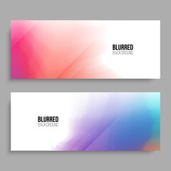 Fototapeta premium Horizontal banners. Set of blurred backgrounds with multicolored soft light color gradients and dynamic lines for your creative graphic design. Vector illustration.