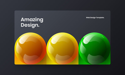 Abstract 3D spheres front page illustration. Isolated web banner vector design layout.