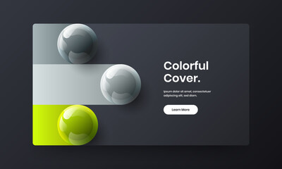 Original 3D balls journal cover layout. Unique landing page design vector illustration.