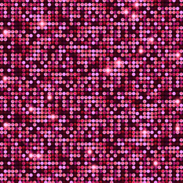 Pink background mosaic with bright shiny pink sequins and light.	
