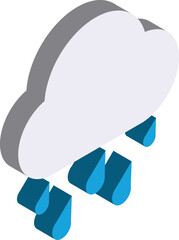 clouds and rain illustration in 3D isometric style
