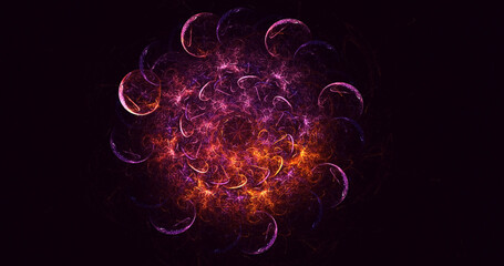 3D rendering abstract multicolor technology fractal light background