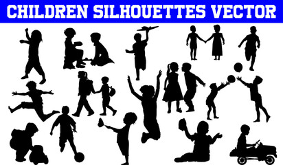 Children Silhouettes Vector | Children SVG | Clipart | Graphic | Cutting files for Cricut, Silhouette
