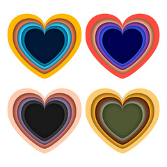 Colorful vintage heart vector with papercut style