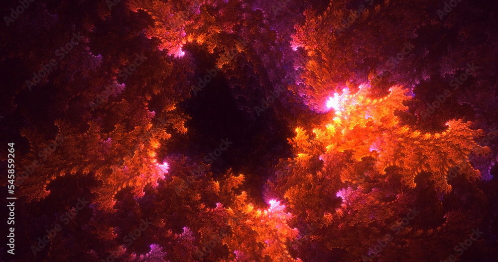 Poster 3d rendering abstract multicolor technology fractal light background