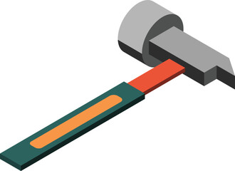 construction hammer illustration in 3D isometric style
